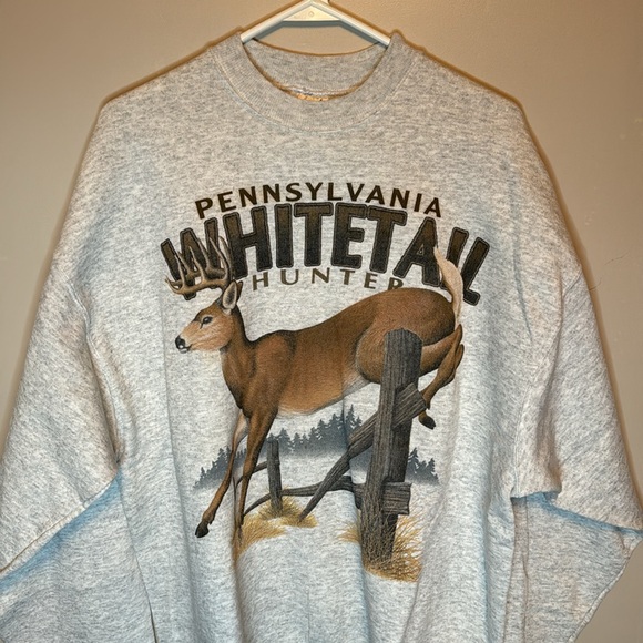 Vintage 90’s White Tail Deer Hunter Pennsylvania Crew Neck Sweatshirt Size XXL - Picture 2 of 4